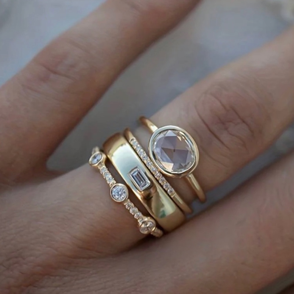 Chic Gold Stacking Rings Set size 6